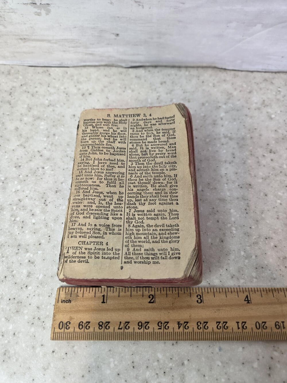 Vintage Miniature Pocket New Testament Bible KJV Red Edges Distressed Craft Repu
